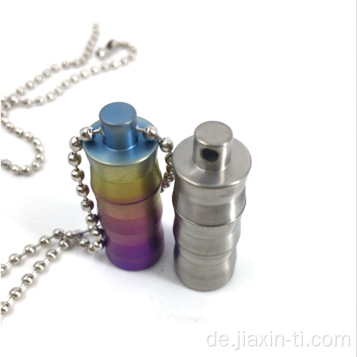 Titan -Mini -Pillenhalter mit Schlüsselbund oder Halskette